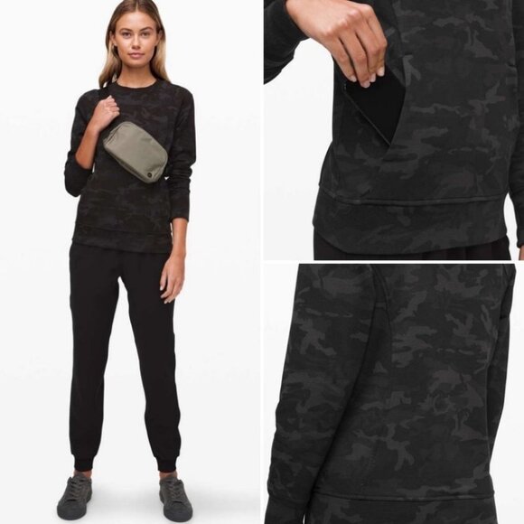 Lululemon 2019 Camouflage Crew Neck Scuba Sweatshirt Pocket Camo Size 8 Sweater - Picture 2 of 9